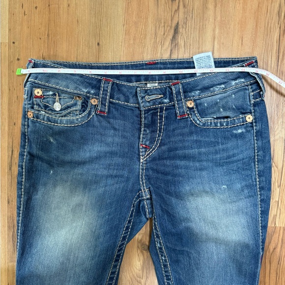 True Religion Low Rise Bootcut Jean w flaps W28 blue - Picture 9 of 12